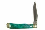 Pocket Knife With Chrysocolla & Malachite Inlays & Matching Base #327604-2